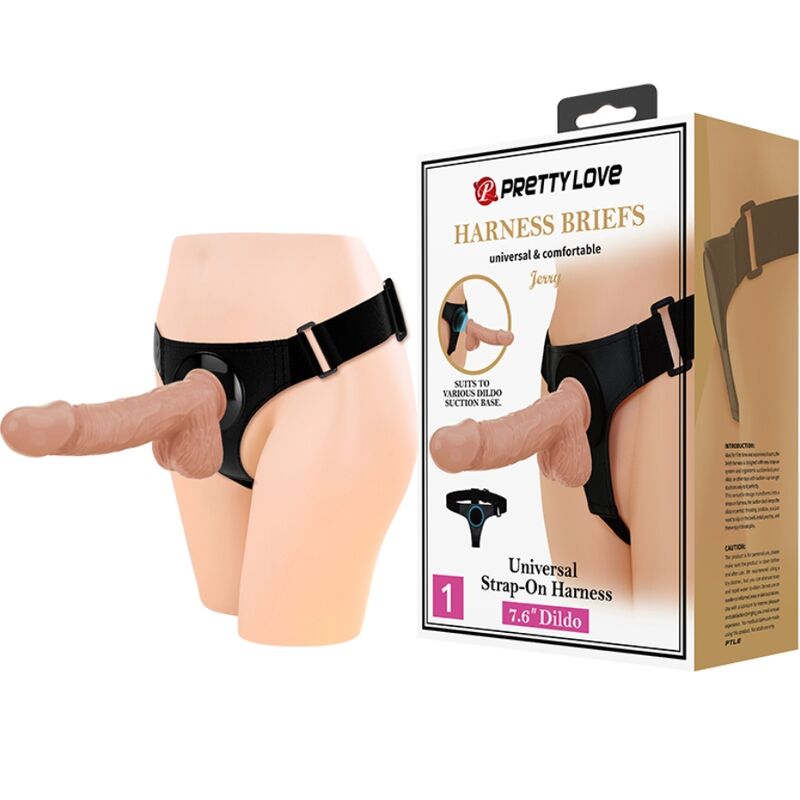 PRETTY LOVE - HARNAIS CULOTTE HARNAIS UNIVERSEL AVEC GODE JERRY 21.8 CM NATUREL