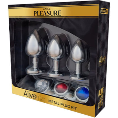 3.ALIVE - KIT DE PLAISIR ANAL 3 PLUG MÉTAL