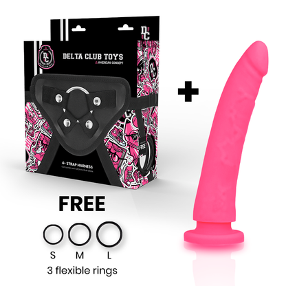 DELTA CLUB - TOYS HARNAIS + DONG SILICONE ROSE 17 X 3 CM